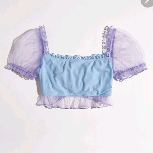 Mesh sleeve crop top - Picture 2 of 13